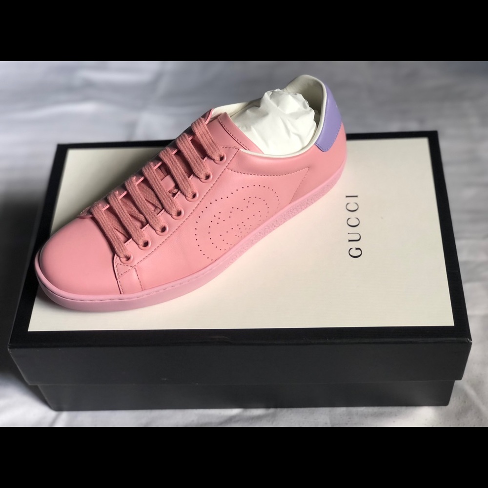 GUCCI
Pink Interlocking G New Ace Sneakers